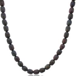 Collana di perle nere di acqua dolce cm 40 olivette mm 7 con chiusura in argento 925